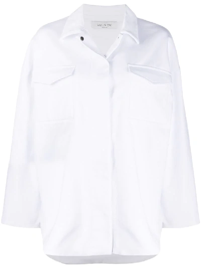 Shop Valentino Relaxed Denim Overshirt In White