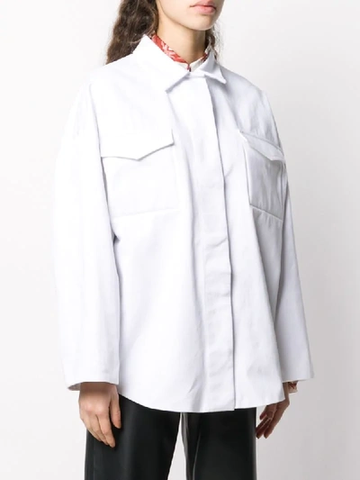 Shop Valentino Relaxed Denim Overshirt In White