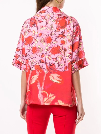 Shop Peter Pilotto Short Sleeve Floral Print Shirt In Red