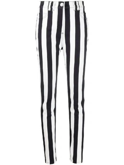 Shop Balmain Striped Skinny Jeans In Black