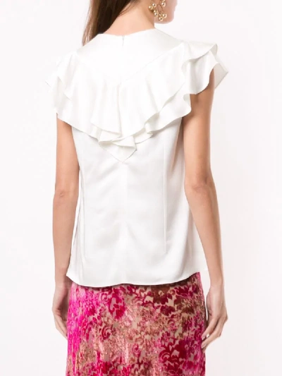 Peter Pilotto Frill-trim Satin-crepe Top In White