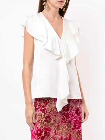 Peter Pilotto Frill-trim Satin-crepe Top In White