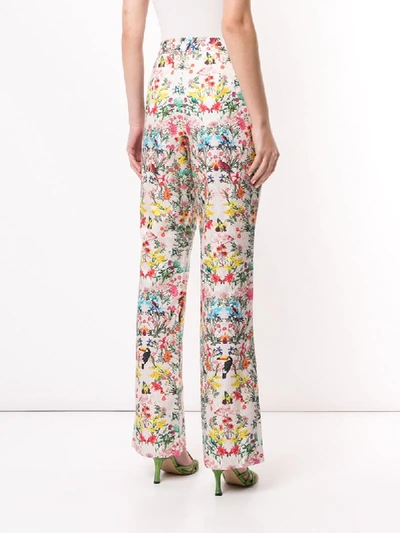 Shop Monique Lhuillier Floral Bootcut Trousers In Pink