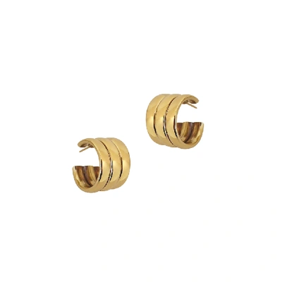 Shop Laura Lombardi Mini Grazia Earrings In Gold Plated Brass