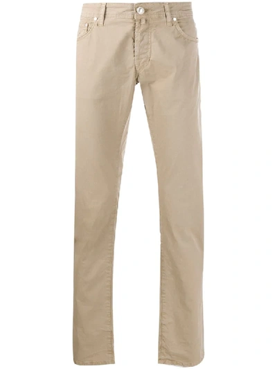 Shop Jacob Cohen Straight-leg Chino Trousers In Neutrals