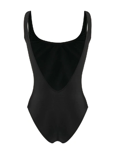 Shop Moschino Logo Signature Swimsuit In Black