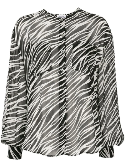 Shop Anine Bing Arrow Silk Zebra Print Blouse In Black