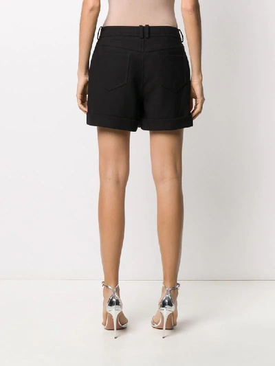 Shop Balmain Embossed Button Shorts In Black