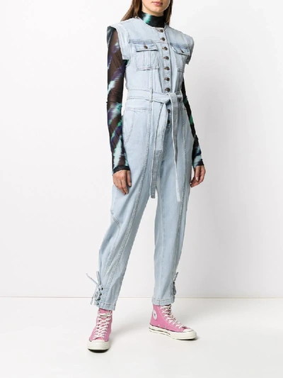 Shop Ulla Johnson Tie-waist Denim Jumpsuit In Blue