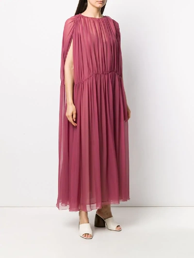 Shop Erika Cavallini Floaty Cut-out Detail Silk Dress In Pink