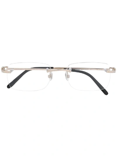 Cartier Rectangular Frame Glasses In Silver