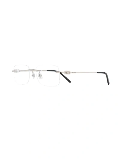 Cartier Rectangular Frame Glasses In Silver