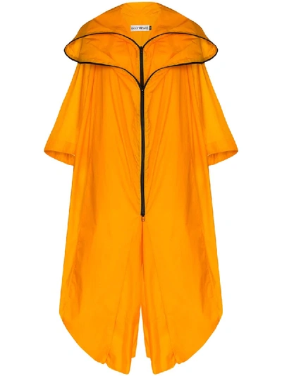 Shop Issey Miyake Air Long Hooded Cape-effect Jumpsuit In Yellow