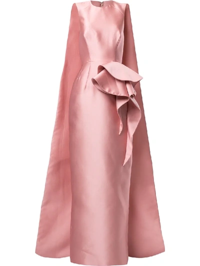 Shop Azzi & Osta Ruffled Cape-back Gown In Pink