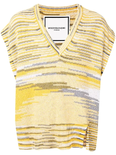 Shop Wooyoungmi Striped Knit Vest In Yellow