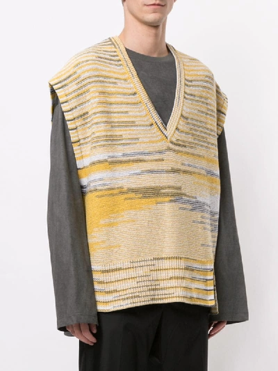 Shop Wooyoungmi Striped Knit Vest In Yellow