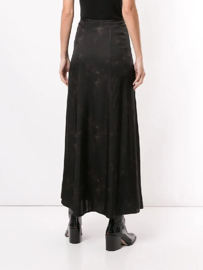 Shop Anine Bing Caroline Silk Abstract Print Skirt In Black