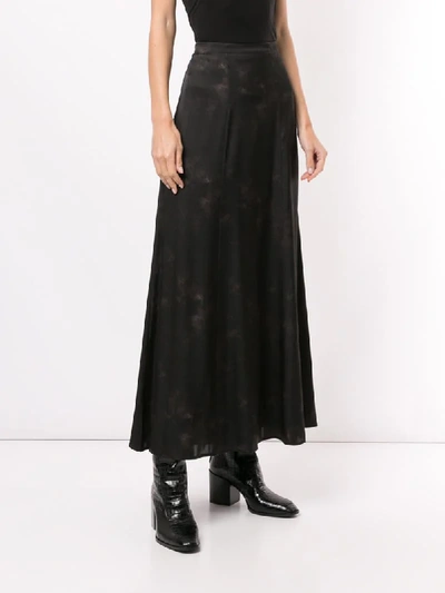 Shop Anine Bing Caroline Silk Abstract Print Skirt In Black