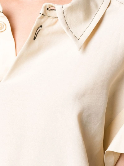 Shop Marni Crinkled Effect Belted Shirt Dress In Neutrals