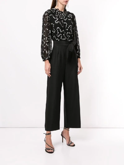 Shop Rebecca Taylor Long Sleeve Metallic Nuage Jumpsuit In Black