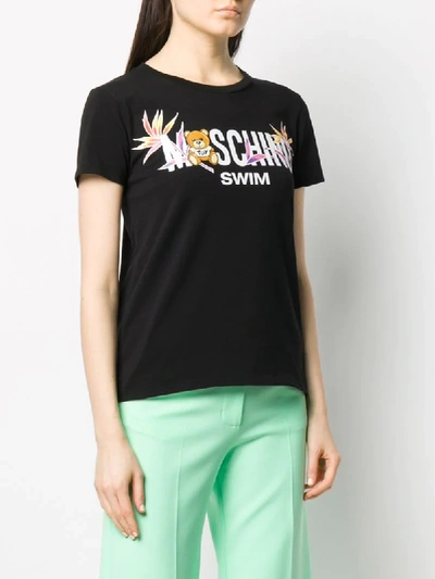 Shop Moschino Swim Print T-shirt In Black
