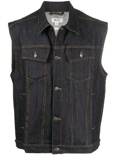 Shop Phipps Fitted Denim Vest In Blue