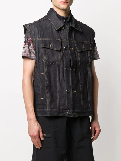 Shop Phipps Fitted Denim Vest In Blue
