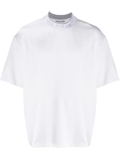 Shop Acne Studios Logo-neck Oversized T-shirt In White