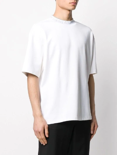 Shop Acne Studios Logo-neck Oversized T-shirt In White