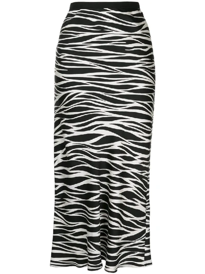 Shop Anine Bing Bar Silk Zebra Print Skirt In Black