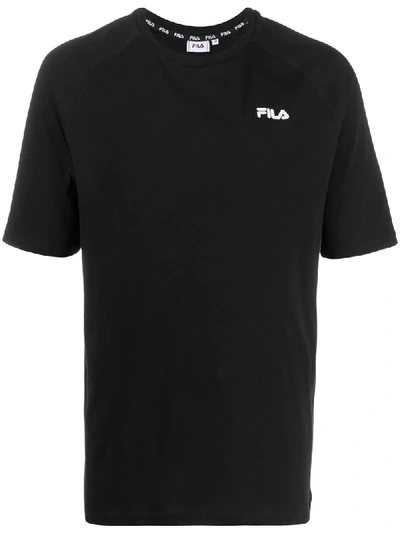 Shop Fila Logo Print Crewneck T-shirt In Black