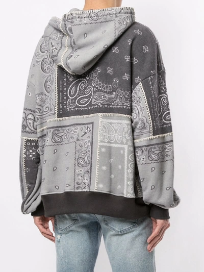 Shop Amiri Patchwork Paisley Print Hoodie In Grey