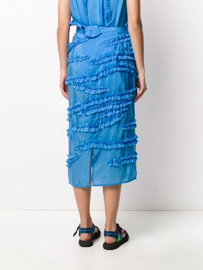 Shop Christian Wijnants Ruffle Applique Skirt In Blue