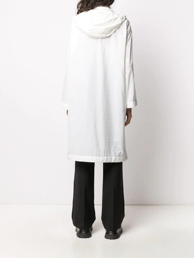 Shop Moncler Drawstring Waist Hooded Raincoat In White