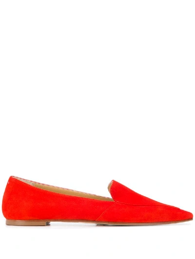 Shop Aeyde Aurora Pointed Toe Loafers In Red