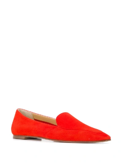 Shop Aeyde Aurora Pointed Toe Loafers In Red