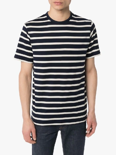 Shop Sunspel Breton-stripe T-shirt In Blue