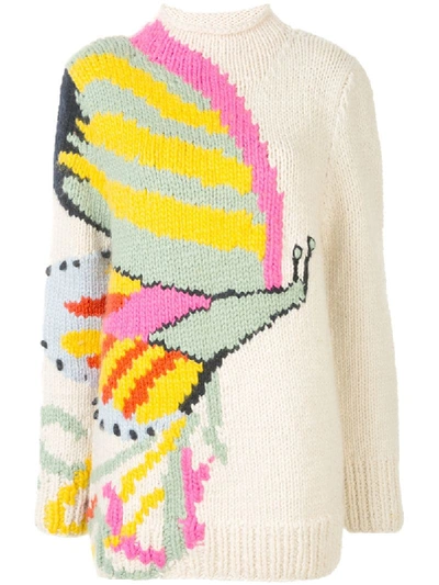 Tory Burch Butterfly Hand Knit Wool Turtleneck In White | ModeSens