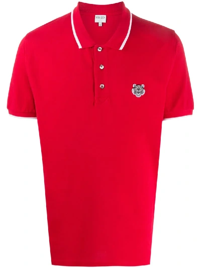 Shop Kenzo Tiger Polo Shirt In Red