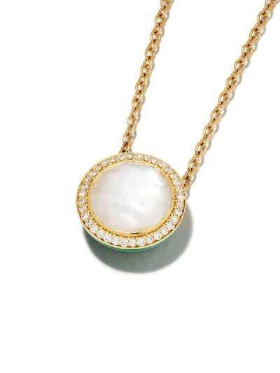 Shop Ippolita 18kt Yellow Gold And Green Ceramic Short Lollipop Carnevale Crystal And Diamond Pendant Necklace