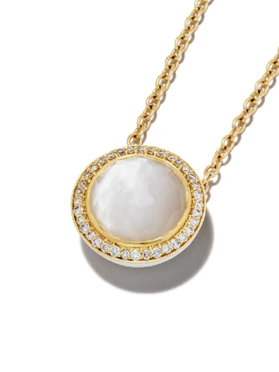 Shop Ippolita 18kt Yellow Gold And White Ceramic Short Lollipop Carnevale Crystal And Diamond Pendant Necklace