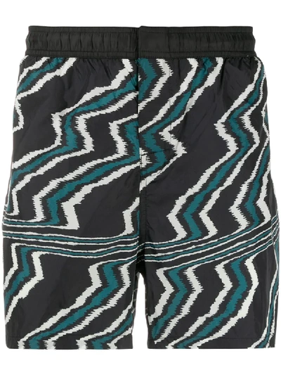 Shop Missoni Zigzag-print Swimming Shorts In Blue