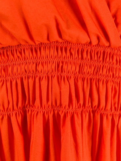 Shop Self-portrait Gathered Mid Smock Dress In Orange