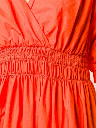 Shop Self-portrait Gathered Mid Smock Dress In Orange