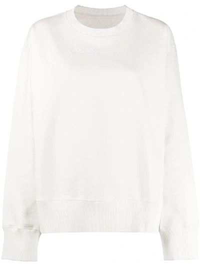 Shop Mm6 Maison Margiela Embroidered Logo Sweatshirt In White