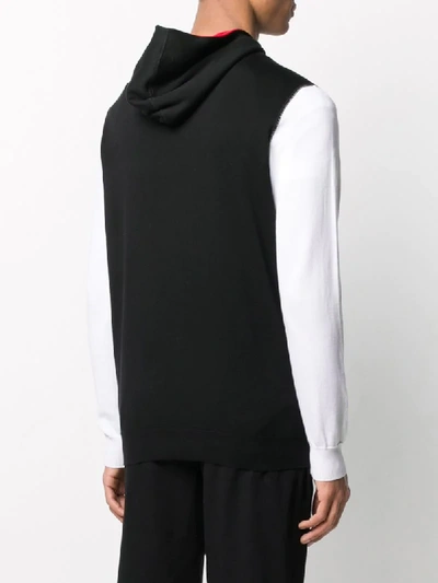 Shop Kiton Panelled Logo Hoodie In Black