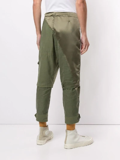Shop Greg Lauren Drawstring Cargo Trousers In Green
