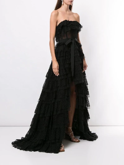 Shop Zuhair Murad Asymmetric Strapless Dress In Black