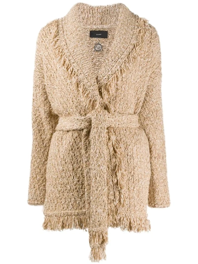 Shop Alanui Fringed Edge Cardigan In Neutrals