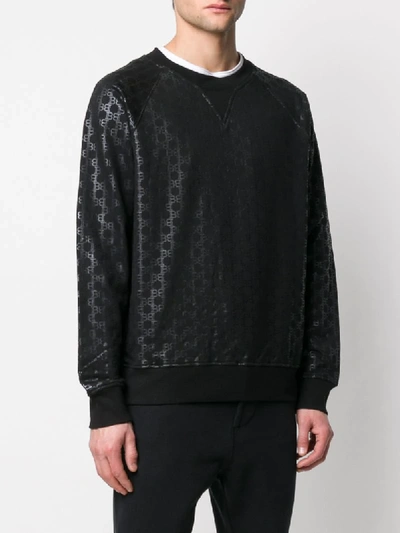 Shop Balmain Monogrammed Crewneck Sweatshirt In Black